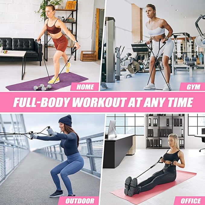 Resistance Bands, Exercise Bands with Handles for Working Out, Fitness Bands for Women, Workout Equipment Home Gym, Training Bands with Door Anchor, Ankle Straps, Shape Body, Physical Therapy