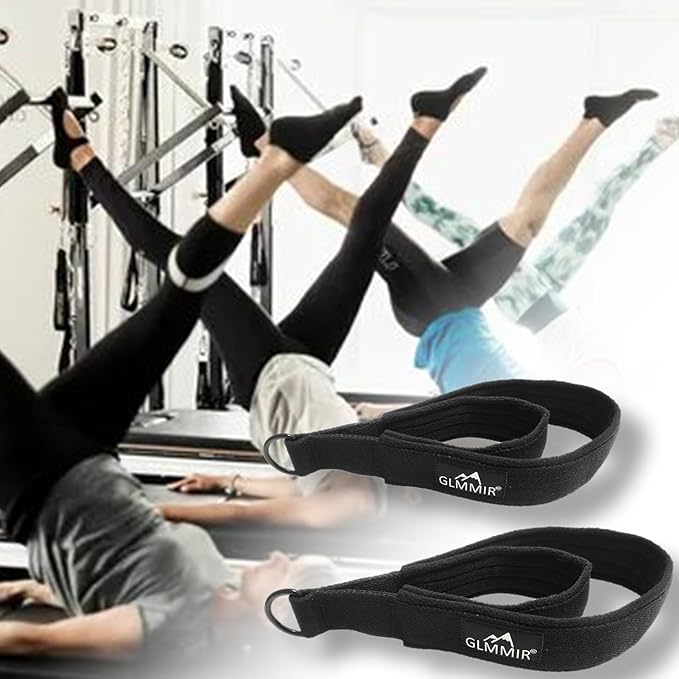 Pilates Double Loop Straps for Pilates Reformer, Fitness Metal D Ring Straps Handle, Pilate Accessories Yoga Wristbands Exercise Straps for Gym Home Workout 2PCS