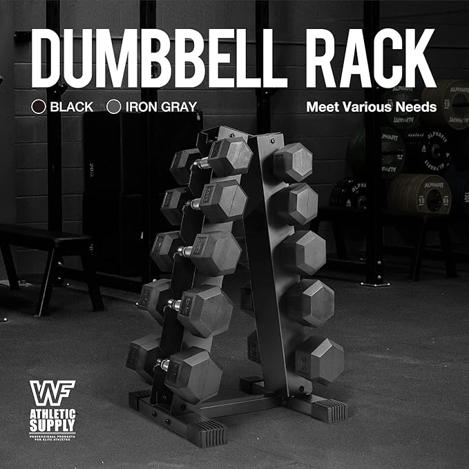 WF Athletic Supply Dumbbell Rack, 5-Tier A-Frame Dumbbell Rack for Dumbbell Storage, Color Options Available in Black/White/Green/Yellow/Red/Pink/Orange & Blue