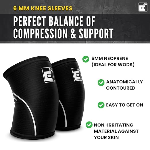 Element 26 Knee Sleeves for Weightlifting (Sold as a Pair) - 6mm Premium Neoprene for Compression, Mobility, and Warmth - Compression Sleeve for Functional Fitness, Squats, Deadlifts (Large, Black)