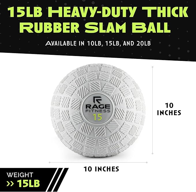 Slam Ball,10, 15, 20lb Medicine Balls, Tread Texture For Firm Grip, Full Body Workout Dynamic Weighted Balls for Exercise, Smash Balls for Strength, Conditioning, Cardio and Core Workouts