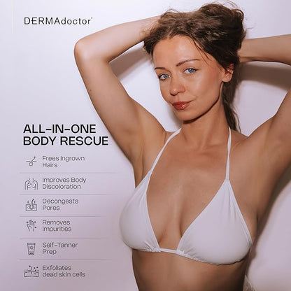 DERMAdoctor KP Bump Eraser Extra Strength Peel Pads – Exfoliating Body Treatment for Keratosis Pilaris, Body Acne & Rough Skin | AHA + BHA + PHA Formula | Dermatologist Developed