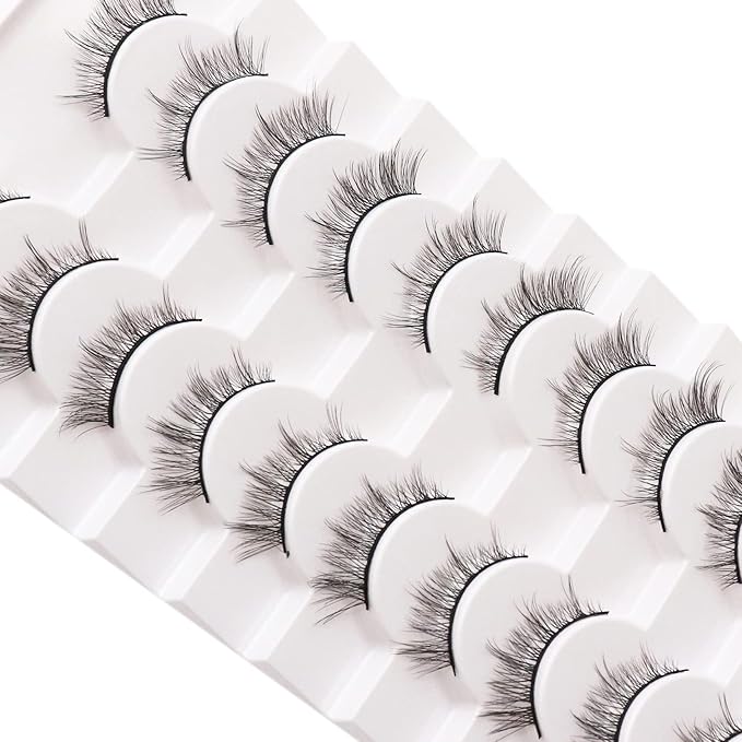 Losha Manga Lashes Fluffy Faux Mink Lashes Natural Look 10 Pairs Asian False Eyelashes Pack Look Like Individual Clusters (8D39)