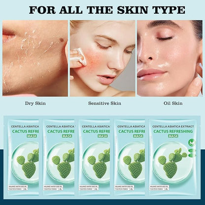 Cactus Facial Mask for Women,Hydrating Face Mask Sheet Home SPA,Moisturizing Face Sheet Mask for Dry,Oily,Sensitive Skin 30ml（5Pack）