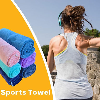 Microfiber Gym Towels Bigger Size Super Soft for Exercise Fitness, Sports, Workout, 380-GSM 15-Inch x 31-Inch Quick-Drying Towels (3 Pack, Pure Grey+Blue+Purple)