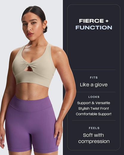 Aoxjox Women's Workout Sports Bras Twist Front Fitness Training Gym Bra Yoga Crop Lola Tank