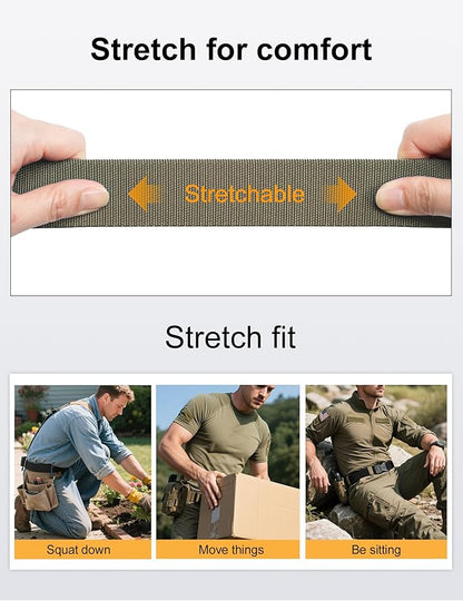 JUKMO Quick Release Tactical Belt, Military Work 1.5" Nylon Web Golf Belt with Heavy Duty Seatbelt Buckle