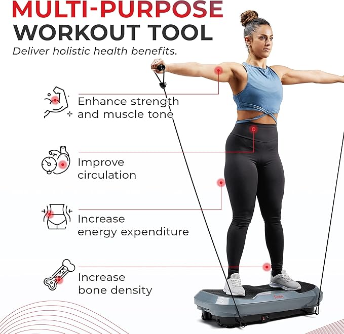 Sunny Health & Fitness Fitboard Vibration Platform Exercise Machine with Multiple Speed Settings and Vibration Modes for Multipurpose Workouts