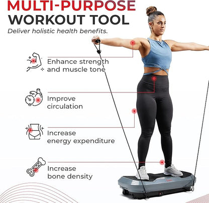 Sunny Health & Fitness Fitboard Vibration Platform Exercise Machine with Multiple Speed Settings and Vibration Modes for Multipurpose Workouts