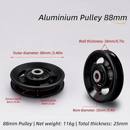 Pulley system for home gym, Aluminum GYM Pulley Wheel Universal Aluminum Alloy Bearing Pulley Wheel for Cable Machine Gym Equipment Part Garage Door