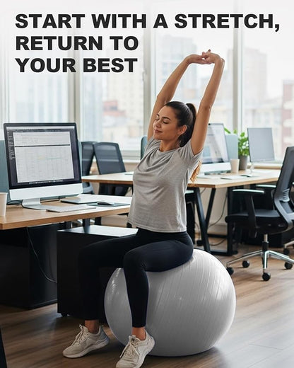 Trideer Exercise Ball for Yoga, Pilates & Fitness – Stability Ball Equipment for Home Gym & Office Chair, Core & Balance Training Accessories, Physical Therapy Equipment, Quick Pump Included, 5 Sizes