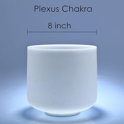 TOPFUND E Note Crystal Singing Bowl 8" Solar Plexus Chakra with Heavy Duty Carrying Case and Suede Mallet