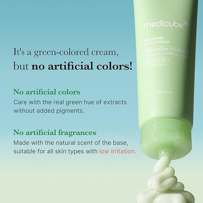 Medicube Exosome Cica Tea Tree Cream for Sensitive Skin with Centella Asiatica help reduce redness and breakouts. | Low-irritating, Moisturizing Daily Texture Care | Korean Skincare | 1.7 fl oz
