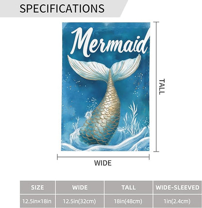 Mermaids Garden Flag 12x18 In Double Sided Yard Flags Lawn Sign Decor No Flagstand