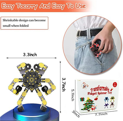 18pcs Random Fidget Spinners,DIY Deformable Robot Fingertip Toys,Decompression Spinner,Deformable Creative Mechanical Gyro Toys,Stress Relief Mechanical Chain Toy for Kids Adults，Party Supplies
