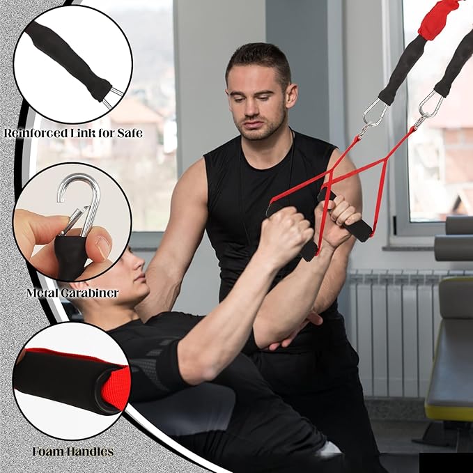Resistance Bands Set, 15 PCS Adjustable Exercise Tubes with Handles, Door Anchor & Ankle Strap, Home Gym Workout Bands for Men & Women, Strength Training, Fitness Bands, Resistance Tubes,20-40lbs