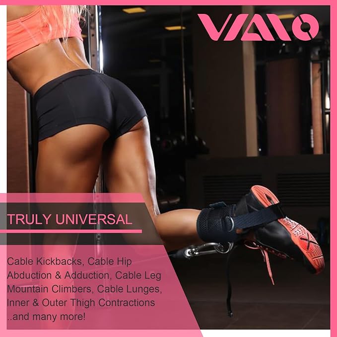 VAIIO Ankle Straps for Cable Machines,Adjustable Comfort fit Neoprene, Reinforce Double D-Ring - Premium Ankle Cuffs to Improve Abdominal Muscles, Lift The Butts, Tone The Legs for Men & Women