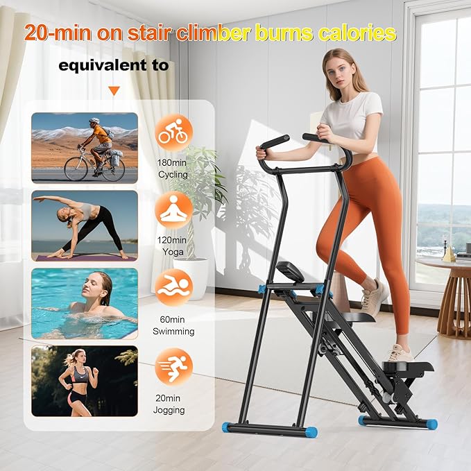 Stair Stepper for Home Gym, 350lbs Vertical Climber Machine with LCD Display, Non-Slip Pedals & 350lb Capacity Compact Folding Cardio Exercise Climber