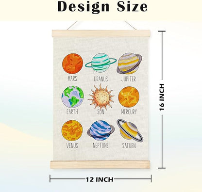 Solar System Poster Wall Art, Space Poster Wall Art Decor, Space Decor for Boys Room, Outer Space Room Decor, Planets Solar System Wall Art for Classroom Boys Kids Room Nursery Playroom, 12x16 Inches