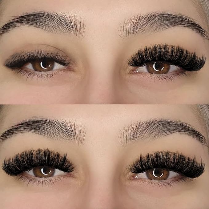 Lashes False Wispy Eyelashes Volume Cat Eye Lash Strips Fake Mink Eyelash Pack Natural Look 8-16mm Fluffy Full Strip Lashes Set Clear Band Easy Eyelashes for Beginners with Cluster Looking