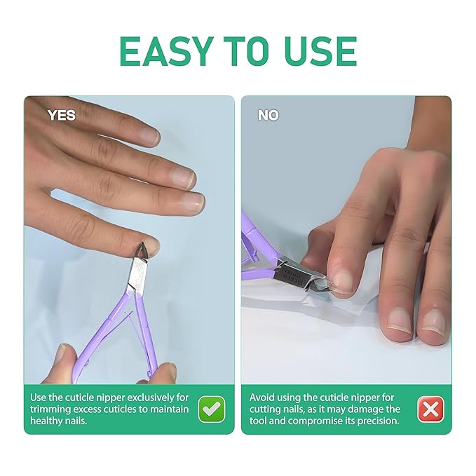 Professional Cuticle Trimmer Nail Cuticle Cutter Stainless Steel Cuticle Nippers with Sharp Blades of Cuticle Clippers Manicure Tools with Double Spring for Nail Care Pedicure Nail Tools (Purple)