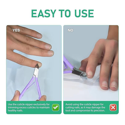 Professional Cuticle Trimmer Nail Cuticle Cutter Stainless Steel Cuticle Nippers with Sharp Blades of Cuticle Clippers Manicure Tools with Double Spring for Nail Care Pedicure Nail Tools (Purple)