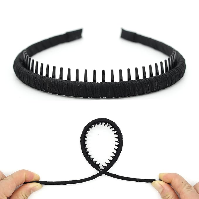 4pcs Hairbands for Women, Non-Slip Zig Zag Headbands, Adjustable Teeth Comb Hair Hoop, Daily Use, Yoga, Spa, Parties, Resin Cotton Blend