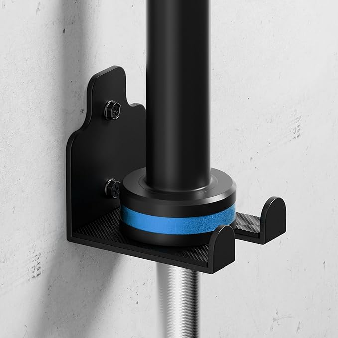 Barbell Wall Holder,Olympic Hanger,Garage Gym Bar Wall Rack,Vertical Barbell Mount Rack,Space Saving Commercial or Home Gym Accessory,Holds Under 33mm Bar Size(Black)