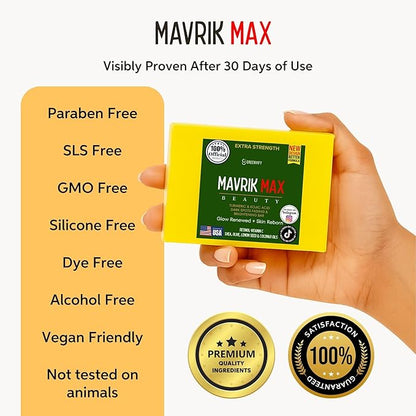 Mavrik Max Beauty Turmeric & Kojic Acid Dark Spots Fading Bar, Extra Strength Formula with Retinol, Vitamin C, Shea Oil, USA Made