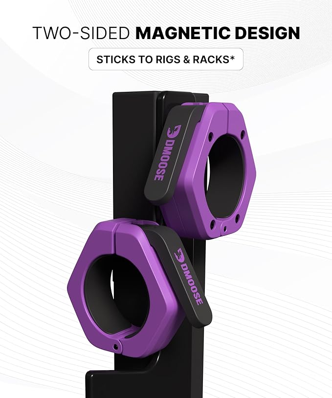 DMoose Fitness Barbell Clips 2 Inch (Pair) - Quick Release Olympic Barbell Clamps & Collars with Anti Slip TRP Grip for Secure Weightlifting and Powerlifting - Weight Clips for Bars at Home or Gym
