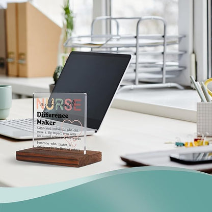 YODOCAMP Mental Health Nurse Desk Sign, Clear Acrylic & Wood, 4.7 x 2.7 x 4.3 Inches, Office/Clinical Settings, Inspirational