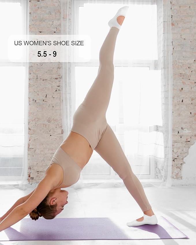 yeuG Grip Pilates Socks for Women Yoga Socks with Grips Open Top Non Slip Grippy Socks for Barre, Ballet, Barefoot Workout