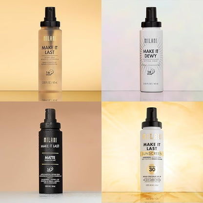 Milani Sunscreen Setting Spray + Primer, Make It Last Sunscreen for Face- SPF 30 UVA & UVB Protection Antioxidant Rich Formula for Broad Spectrum Protection, Prime + Set + Protect, 2.02Fl. Oz - 2 Pack