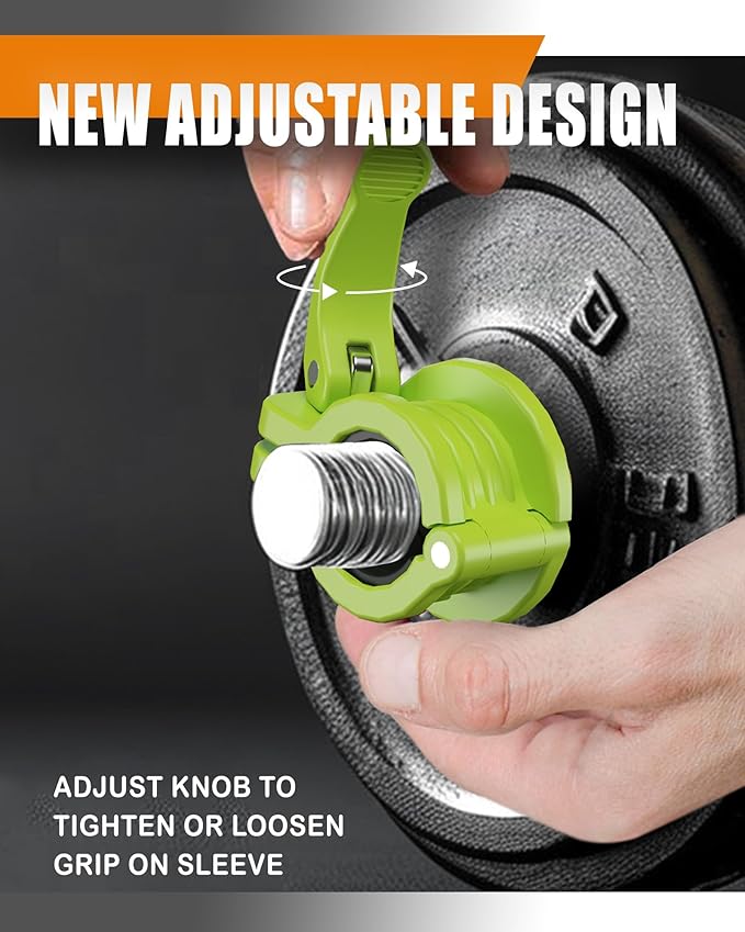 MAXRICH -T Barbell Clamp 1 inch Multiple Sizes & Adjustable Weight Clips for Barbell Quick Release Barbell Clips|Barbell Collar Bar Locks for Weight Lifting (Green)