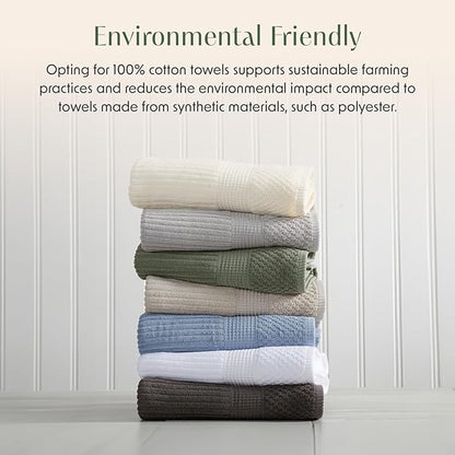 Springtree Home 100% Cotton Bath Towel Set | 6 Piece Set | Absorbent & Quick-Dry Bath Towels | Textured and Durable Cotton | Krista Collection - Cream