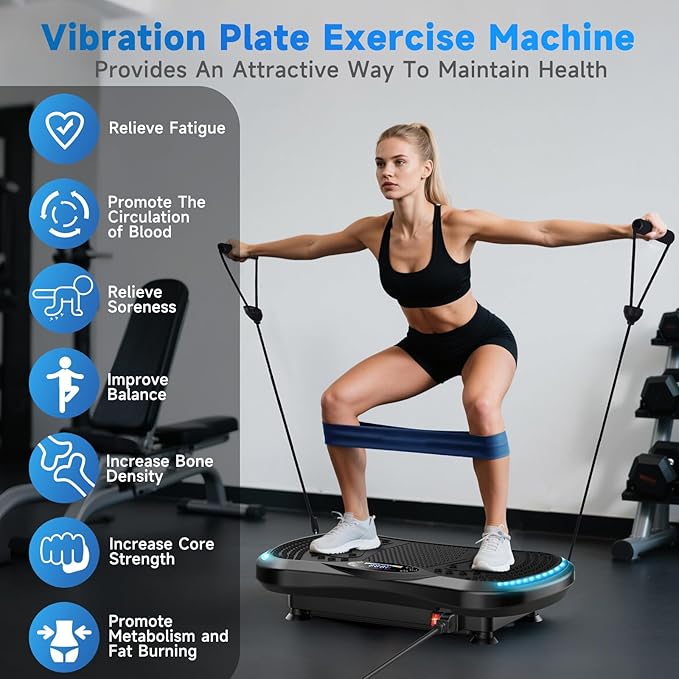 Vibration Plate Exercise Machine for Lymphatic Drainage, Vibration Machine for Full-Body Weight Loss Shaping, Vibrate Fitness Platform 400 Lbs & 200 Adjustable Speeds for Women Men Home Gym