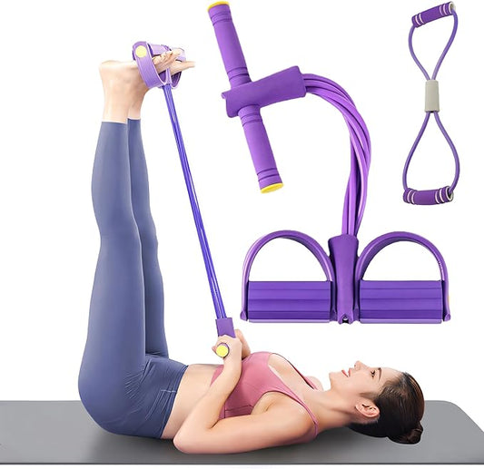 Fitness Resistance Bands-6 Tube, Resistance Bands with Foot Loops, Sit Up Training Band, Upgraded Smart Stirrup Puller,Fitness Pedal Ankle Puller, Pedal Puller Rope