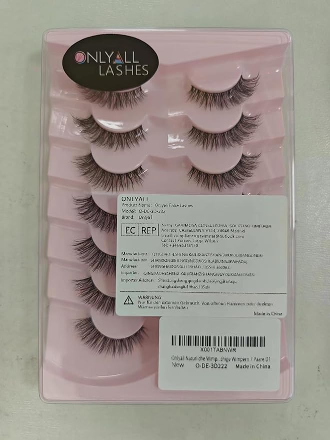 Onlyall Natural Lashes Wispy Lashes Natural Look False Eyelashes Natural Flared Eyelashes False Eye Lashes Soft Fluffy Lashes 7 Pairs D1 Natural (6-13MM)