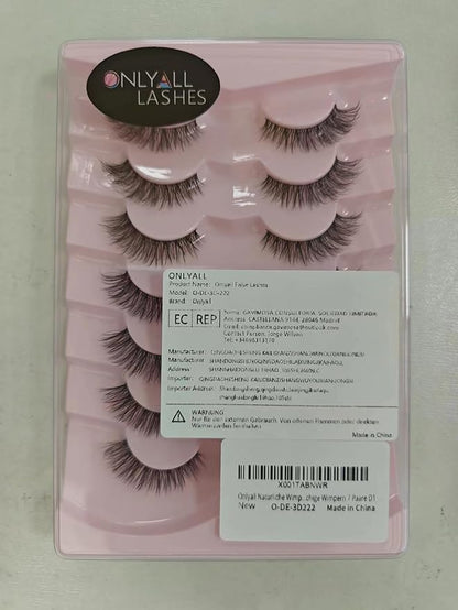 Onlyall Natural Lashes Wispy Lashes Natural Look False Eyelashes Natural Flared Eyelashes False Eye Lashes Soft Fluffy Lashes 7 Pairs D1 Natural (6-13MM)