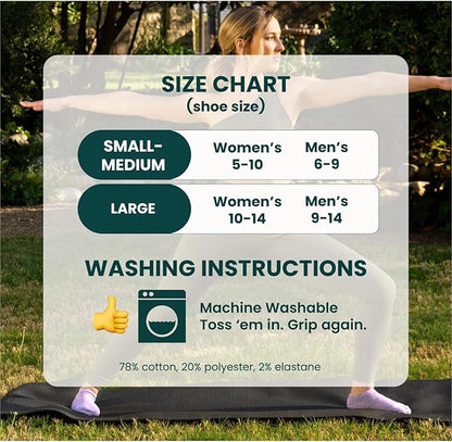 Gripjoy Grip Socks 3-Pack, Non Slip Socks for Yoga, Pilates, Barre, Dance, Enhanced Stability, Machine Washable, Comfortable Cotton Blend, Supports Charitable Causes