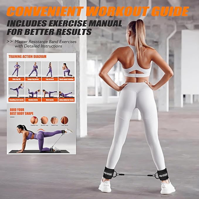 Ankle Resistance Bands with Cuffs for Women & Men - 3-Level Adjustable Leg & Glute Workout Equipment, Portable Home Gym Exercise Bands for Kickbacks, Hip Thrusts, Yoga, Strength Training