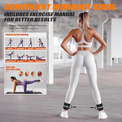 Ankle Resistance Bands with Cuffs for Women & Men - 3-Level Adjustable Leg & Glute Workout Equipment, Portable Home Gym Exercise Bands for Kickbacks, Hip Thrusts, Yoga, Strength Training