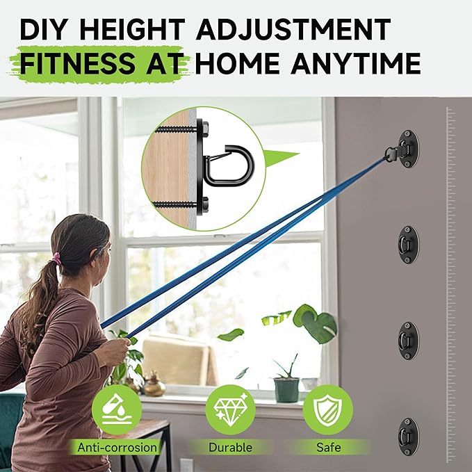 Resistance Band Wall Anchors System, Wall Mount Workout Anchors for Exercise Bands