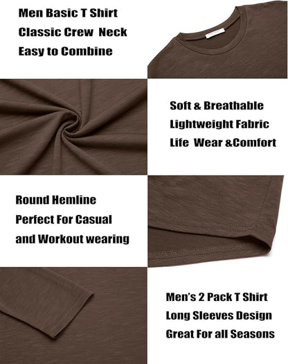 COOFANDY Men 2 Pack Muscle Fitted T Shirt Gym Workout Athletic Long Sleeves Tee