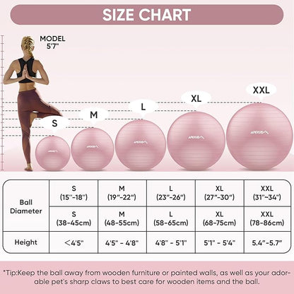APEXUP Yoga Ball Exercise Ball Anti Slip Heavy Duty for Fitness, Balance & Core Workout