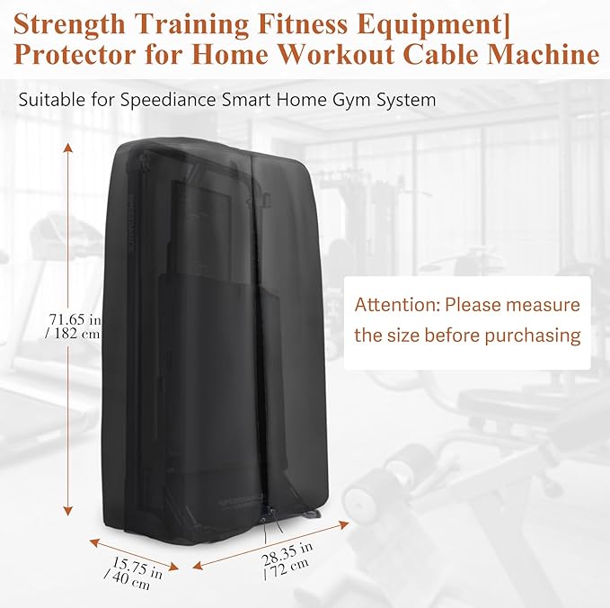 Cover for Speediance Home Gym Equipment, Waterproof Smart Home Gym System Cover, Strength Training Fitness Equipment Protector for Home Workout Cable Machine-28"L×15"W×71"H, Black