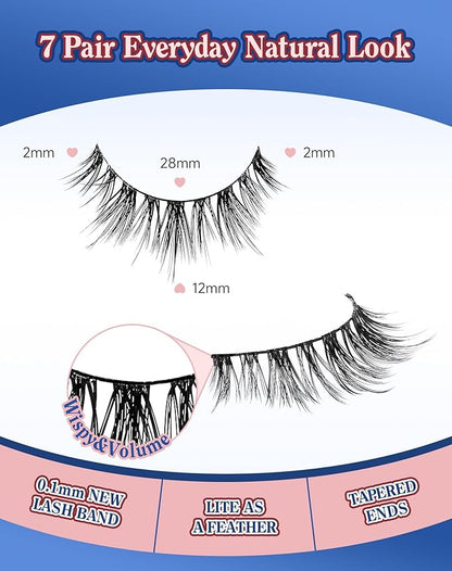Natural Lashes Wispy Lashes Everyday Natural Look Flared Eyelashes False Eye Lashes Soft Fluffy Lashes False Eyelashes 7 Pairs D20