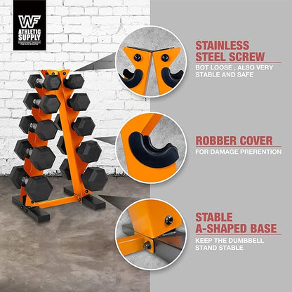 WF Athletic Supply Dumbbell Rack, 5-Tier A-Frame Dumbbell Rack for Dumbbell Storage, Color Options Available in Black/White/Green/Yellow/Red/Pink/Orange & Blue