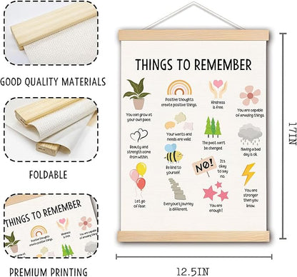 DNEULYR Mental Health Wall Decor, Things to Remember Wall Art With Wooden Poster Hanger, Mental Health Posters Wall Decor for Counselor Therapy Office Classroom Kids Room, 12x16 Inches Set of 2