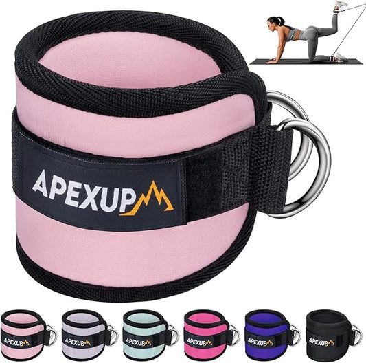 APEXUP Ankle Strap for Cable Machine, Ankle Resistance Bands, Cable Kick Back Straps for Gym, Glute Workouts, Leg Extensions, Adjustable Straps with Neoprene Padding